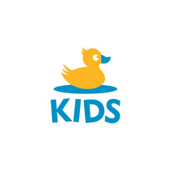 Kids game center logo design with duck icon