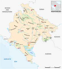 Vector map of the southeast European Republick Montenegro