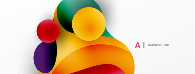 Flowing geometric shapes minimalist abstract background. Round shapes and circles. Wallpaper for concept of AI technology, blockchain, communication, 5G, science, business