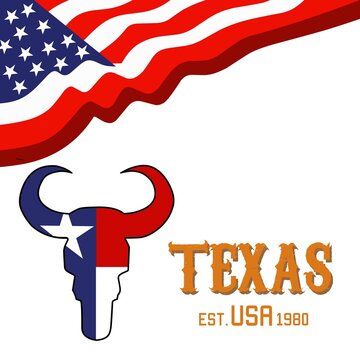Illustration vector of texas icon,longhorn,flag of usa,perfect for background,poster,etc.