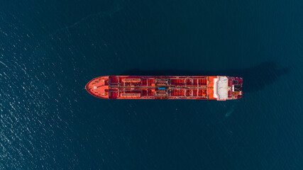 drone view of an oil tanker ship 