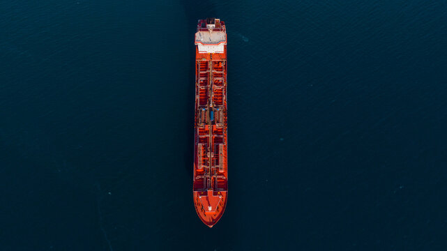 aerial view of an oil tanker ship 
