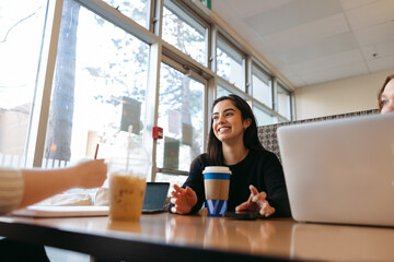 College students working together.