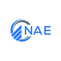 NAE Flat accounting logo design on white  background. NAE creative initials Growth graph letter logo concept. NAE business finance logo design.