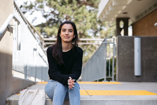 Young woman portrait outside.