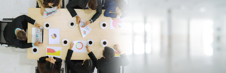 Business people group meeting shot from top view in office . Profession businesswomen, businessmen...