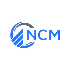 NCM Flat accounting logo design on white  background. NCM creative initials Growth graph letter logo concept. NCM business finance logo design.