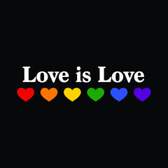Love is love with Pride Rainbow color heart Typography Vector Illustration Design Can Print on t-shirt Poster banners Pride month