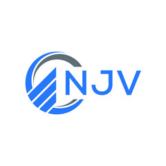 NJV Flat accounting logo design on white  background. NJV creative initials Growth graph letter logo concept. NJV business finance logo design.