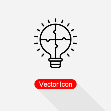 Light Bulb Puzzle Icon, Solution, Innovation Icon Vector Illustration Eps10