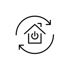 Self-sustainable smart home system. Pixel perfect, editable stroke line icon