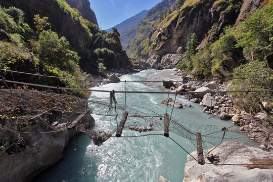 Broken Bridge in Nepal