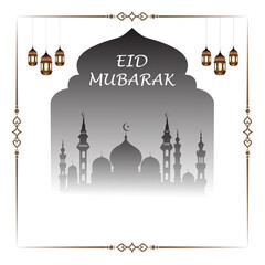 Eid Mubarak vector, Arabic Islamic background. social media posts,  social media banner template, greeting cards design, moon, mosque, Ramadan Kareem. Eid Mubarak.