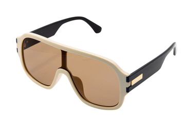 Men or women Oversize Retro Style SUNGLASSES with isolated white background top side angle 2195 cream black