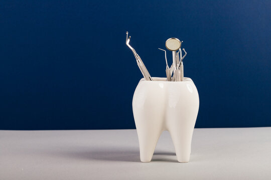  huge tooth with dental equipment