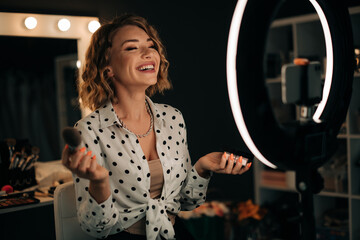 Blogger creating content in her studio