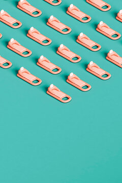 isometric view of pink pool mattress with copy space