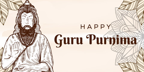 hand drawn happy guru purnima background illustration