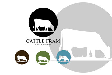 Angus Grass Cow Castle Logo Icon Vector with Shield Premium Quality