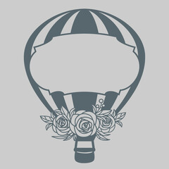 Floral hot air balloon vector cartoon illustration