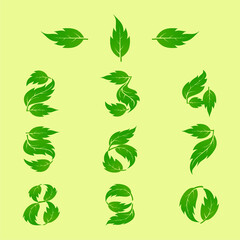 Set Of Numeric Leaves Illustration