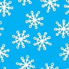 Hand Drawn Christmas Seamless Pattern with Snowflakes. Winter Background Drawn by Color Pencil. Decorative backdrop for fabric, textile, wrapping paper, card, invitation, wallpaper, web design.
