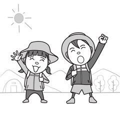 これからハイキングをする子供