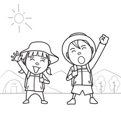 これからハイキングをする子供