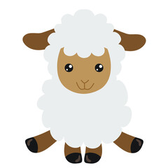 Cute little sheep vector cartoon illustration