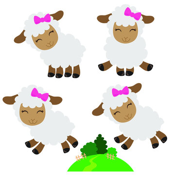 Cute little sheep vector cartoon illustration