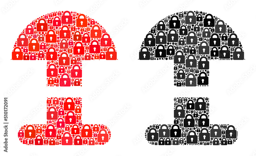Poster safeguard mosaic alarm button icon. alarm button mosaic icon of lock elements. vector combination fo