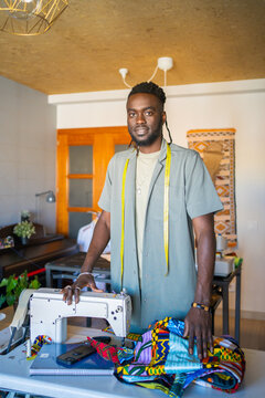 Portrait Of A Tailor, Black Man In A Fashion Design Studio.