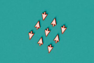 top-down view of pink cursor