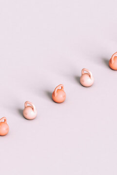 a row of kettlebells. 3d render