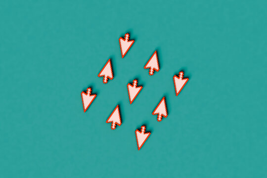 top-down view of pink cursor