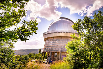 Astronomical Observatory Telescope. Armenia, Byurakan, Night scene