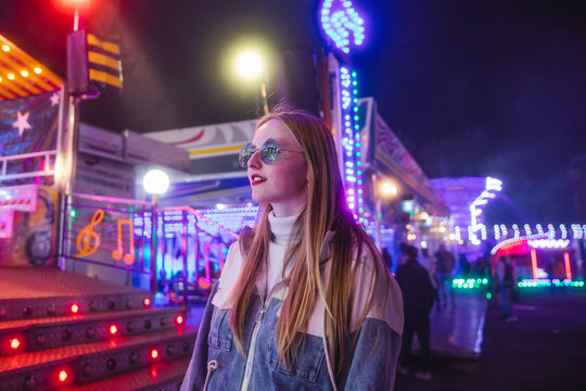 Woman at the funfair