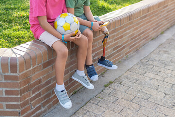 Anonymous children playing with smartphone