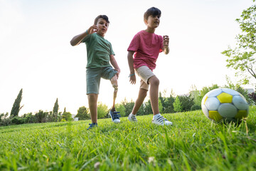 Kids doing sport in the park