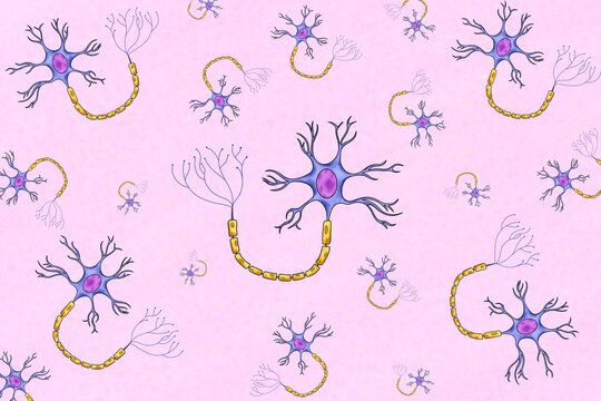 Repeating pattern of human neurons illustration