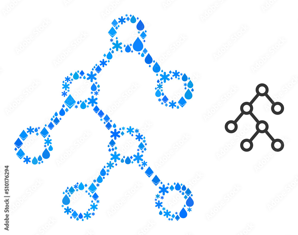 Aufkleber vector winter blue water composition binary tree icon. binary tree collage is composed with mineral 