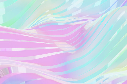3D iridescent background with waves