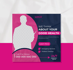 Medical Services Social media post design template or Instagram post in vector.