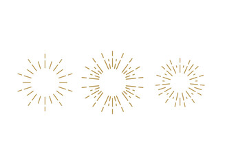 Obraz premium Golden light rays frames set. Shine burst background. radiant spark. Vector illustration.