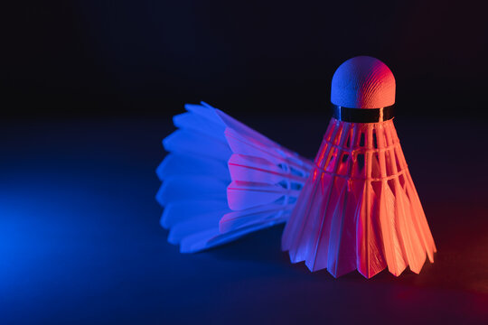 badminton shuttlecock on badminton court sport game play activiy for background.