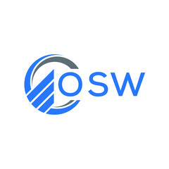 Obraz premium OSW Flat accounting logo design on white background. OSW creative initials Growth graph letter logo concept. OSW business finance logo design.