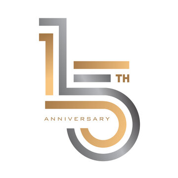 15 Years anniversary modern gold and silver logo template