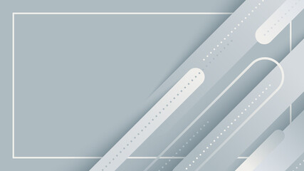 Abstract banner minimal design white and grey geometric rounded diagonal lines stripes paper cut style on gray background
