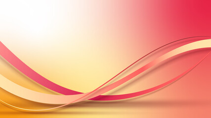 Abstract red and yellow wave lines on blurred background