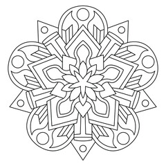 Star mandala coloring page. Printable mandala with decorated star symbol. coloring book for adults